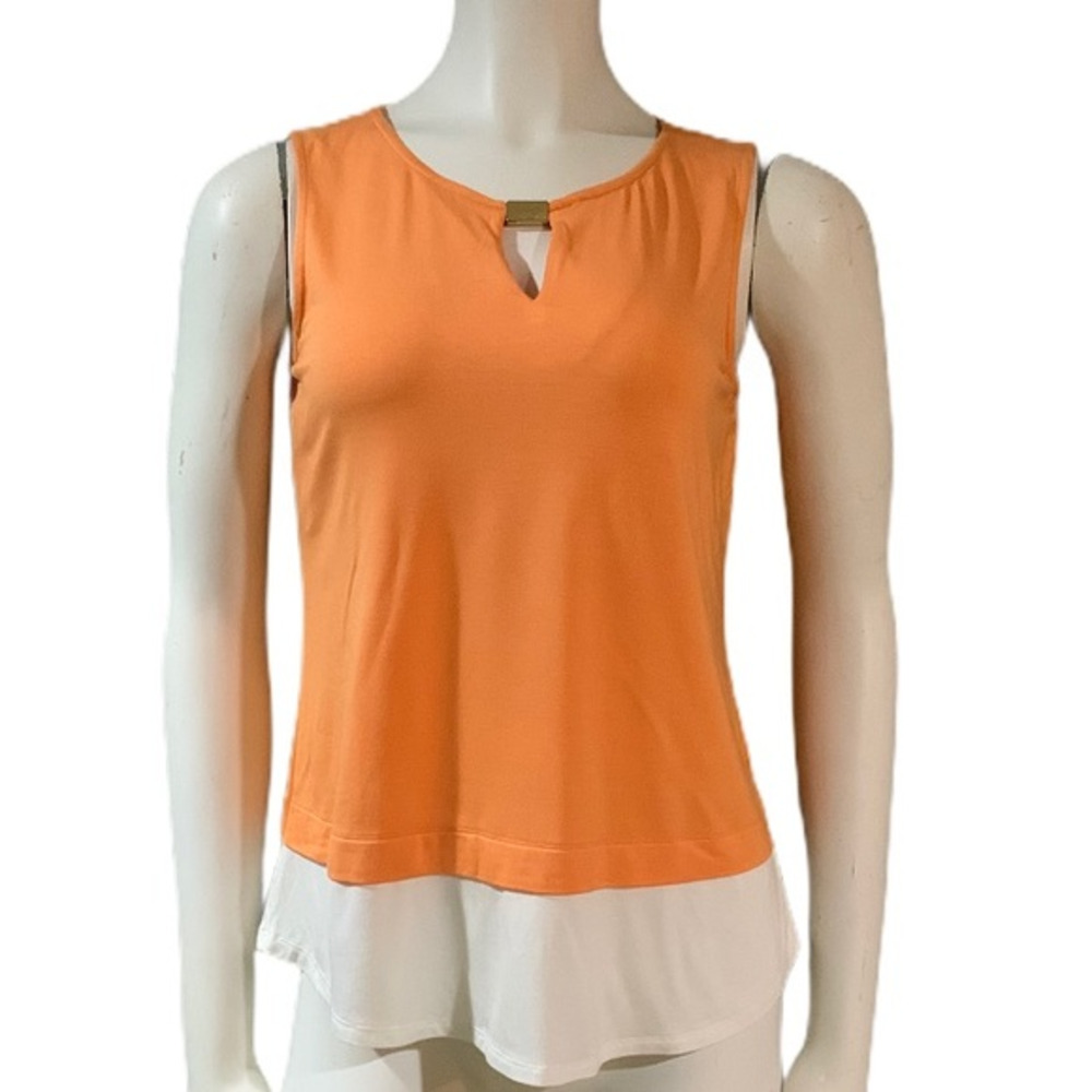 Calvin Klein Peach /‎ Ivory Sleeveless Blouse Top Size S